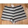 Ladies pants - Ladies shorts dark blue / white striped with glitter yarn