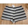 Ladies pants - Ladies shorts dark blue / white striped with glitter yarn