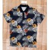 Poloshirt/Heren t-shirt met grote bladeren en bloemen