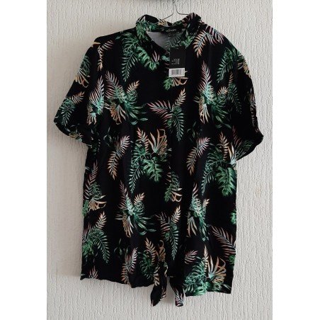 Ladies shirt black / colored with leaves