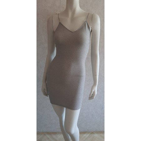 Ladies dress stretch silver-colored gray with open back