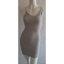 Ladies dress stretch silver-colored gray with open back