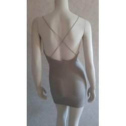 Ladies dress stretch silver-colored gray with open back