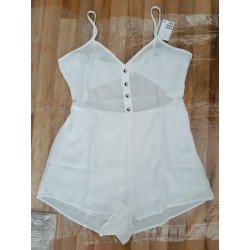 Ladies romper / Jumpsuit white with open back