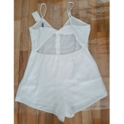 Ladies romper / Jumpsuit white with open back