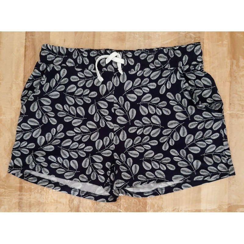 Ladies pants - Ladies shorts dark blue with leaves