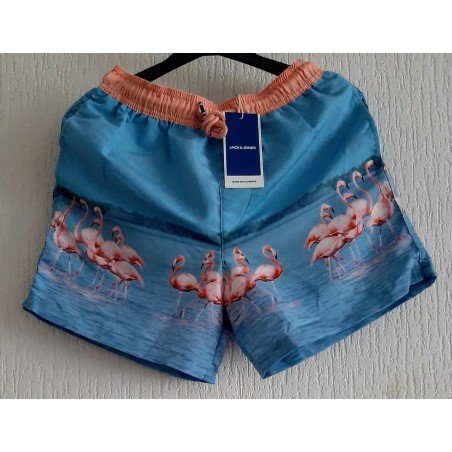 Men's Short with flamingo birds on a beach