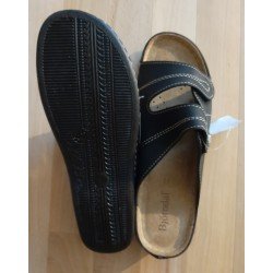 Women's slipper Bjorndal 'health slipper' black 5 cm sole with velcro - genuine leather