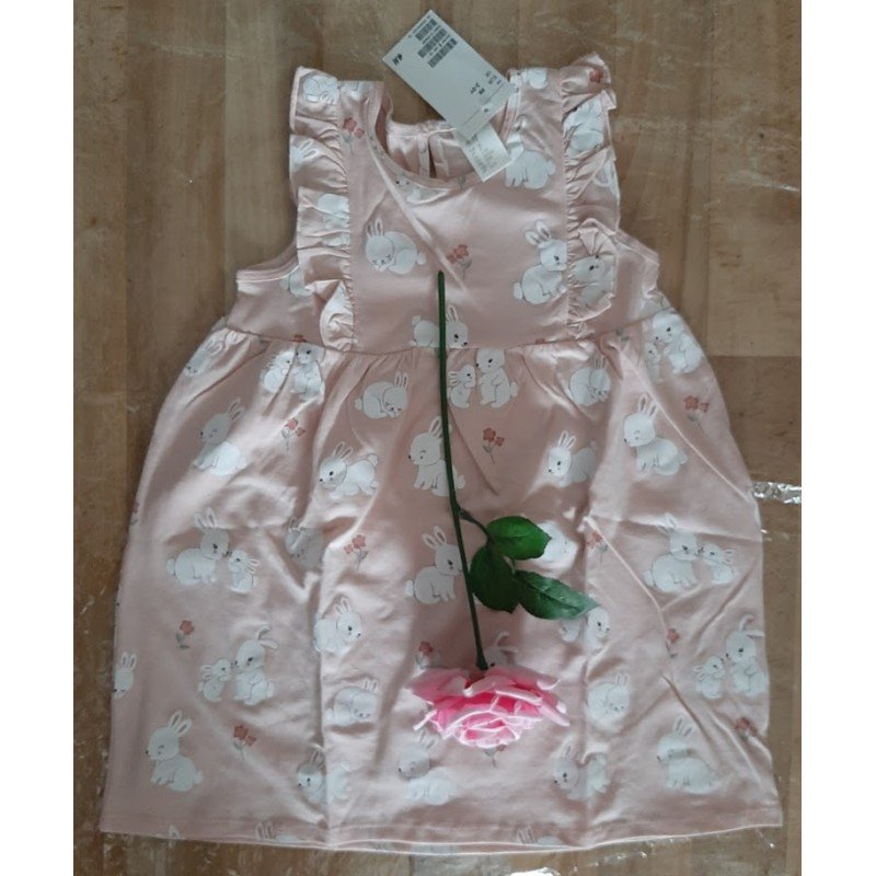 Children's dress with rabbits with frills