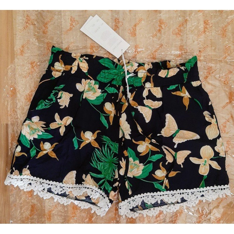 copy of Women's / Ladies pants - Women's shorts dark blue with yellow flowers