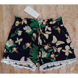 copy of Women's / Ladies pants - Women's shorts dark blue with yellow flowers