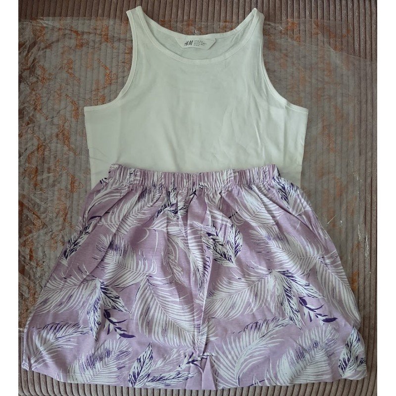 Girls set size 146: Girls blouse / tank top and purple skirt