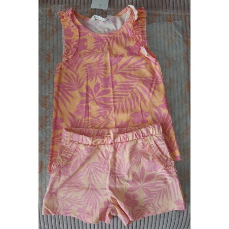 GIRL SET: GIRL BLOUSE with strips and short orange/pink/yellow