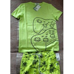 Jongensset: T-shirt en short reflector groen en XBOX print