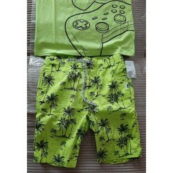 Boys set: T-shirt and short reflector green and XBOX print