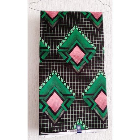 Clothing fabric dark green/ black/ pink African print