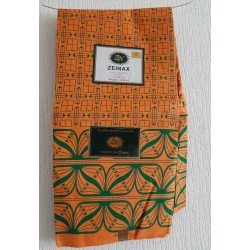 Clothing fabric orange/dark green African print