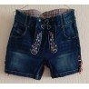 Damesbroek - Damesshort donkerblauw bloemmotieven Denim jeans