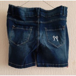 Damesbroek - Damesshort donkerblauw bloemmotieven Denim jeans