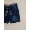 Women's Pants - Women's Shorts Dark Blue Floral Patterns Denim Jeans