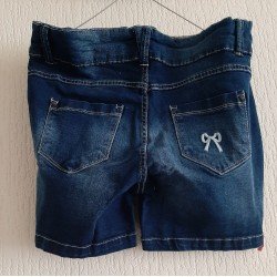 Damesbroek - Damesshort donkerblauw bloemmotieven Denim jeans