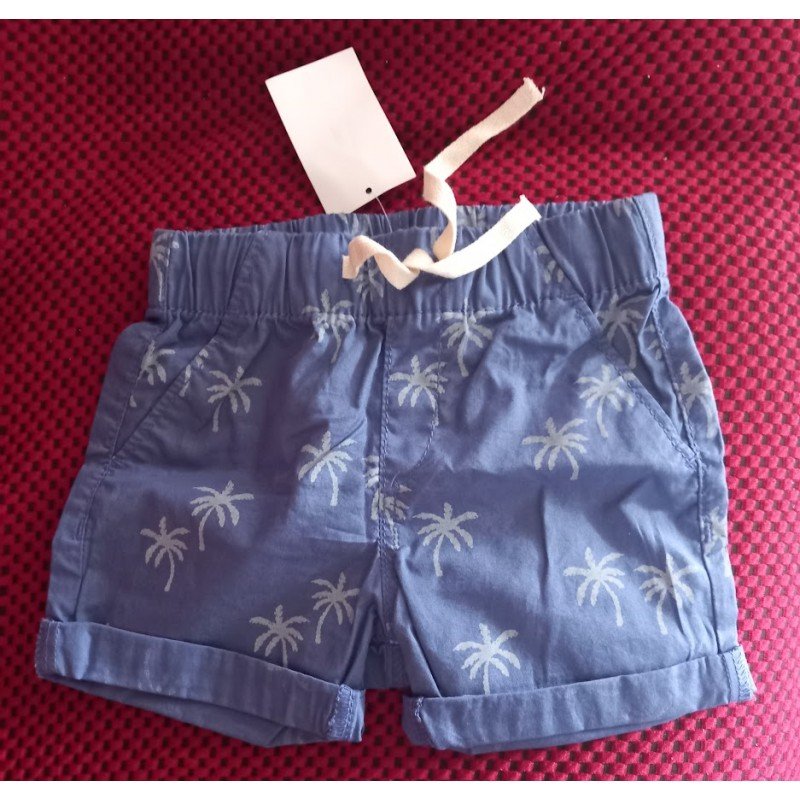 Jongensshort lichtblauw met palmboompjes