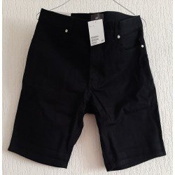 Heren short Slim Fit zwart katoenen Twill broek