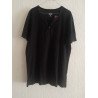 Men's T-shirt plain black with buttons