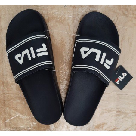 Men's slippers dark blue with white logo and letters FILA