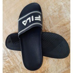 Men's slippers dark blue with white logo and letters FILA