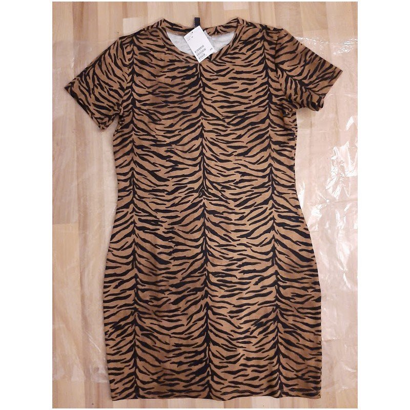Ladies dress stretch brown / tiger print