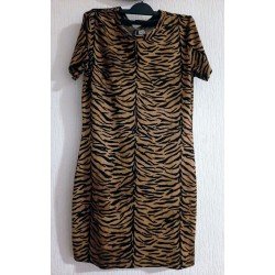 Ladies dress stretch brown / tiger print