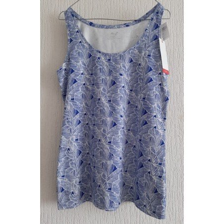 Blouse donkerblauw/wit met bladerenpatroon