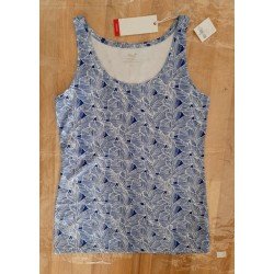 Blouse donkerblauw/wit met bladerenpatroon