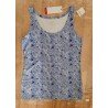 Blouse donkerblauw/wit met bladerenpatroon