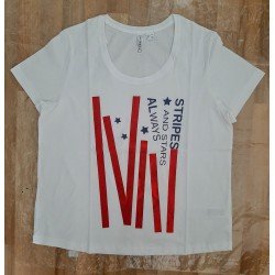 Dames T-shirt wit Stripes...