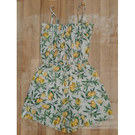 Ladies romper / Jumpsuit with green leaves and lemons
