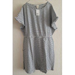 Ladies dress dark blue / white striped