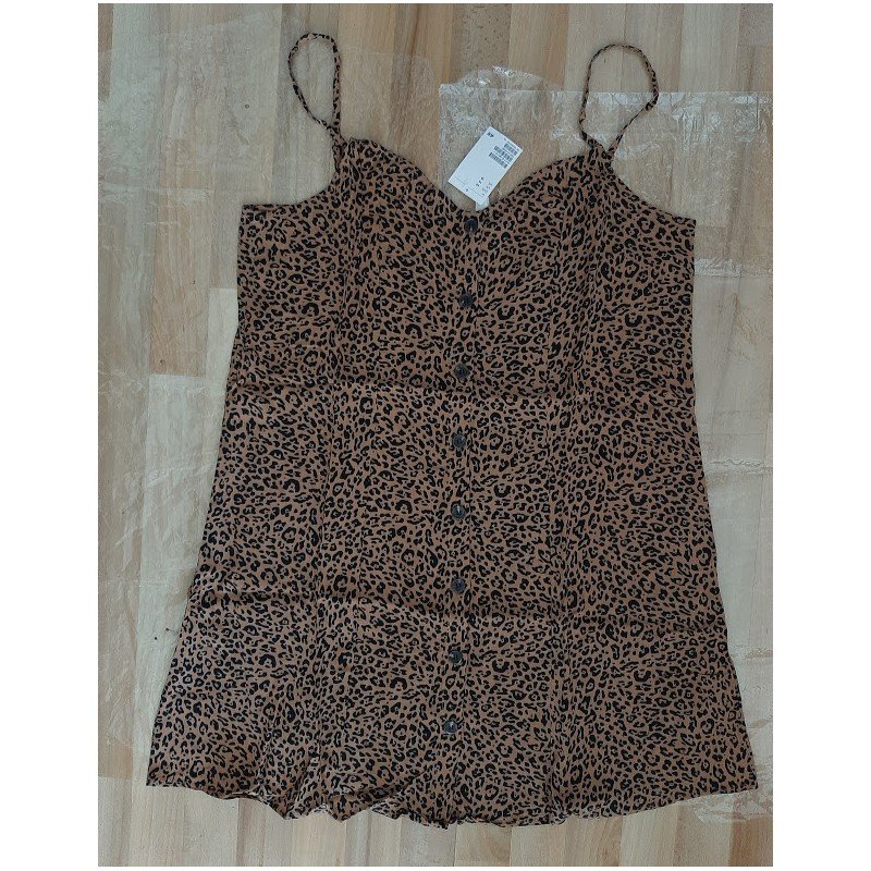 Damesjurk donkerbruin met luipaard print