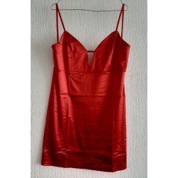 Ladies dress shiny dark red