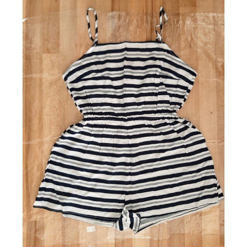 Damesromper/ Jumpsuit donkerblauw/wit gestreept