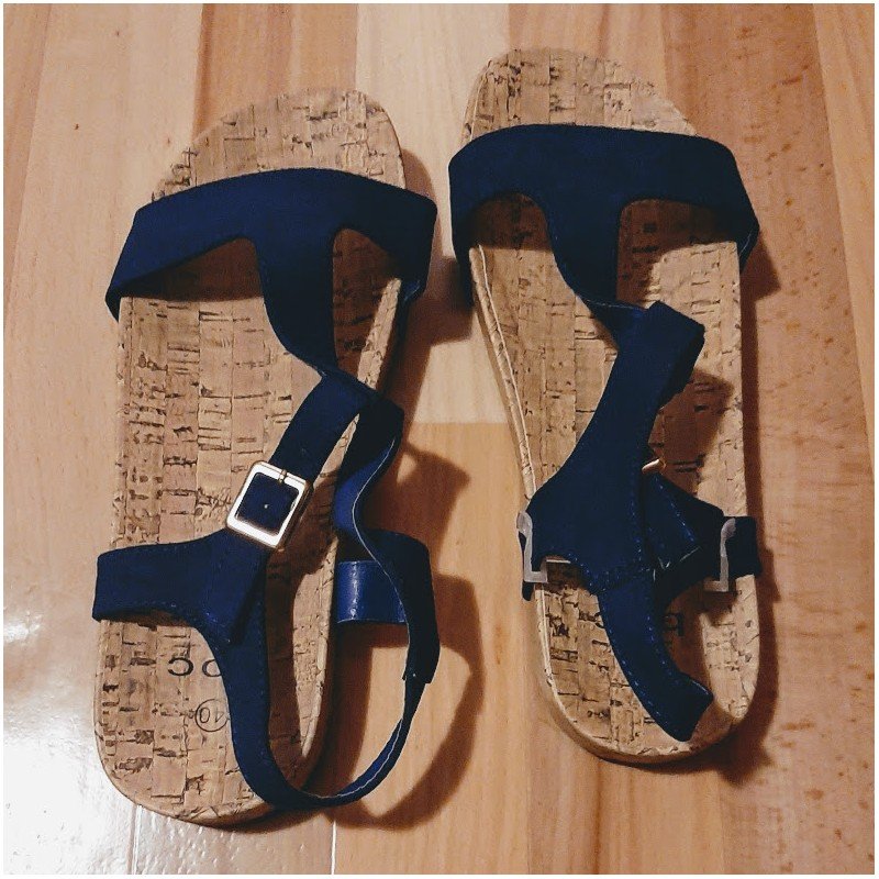 Ladies shoe - Sandal blue with buckles