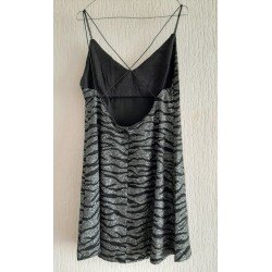 Ladies dress silver colored / glitter with zebra print