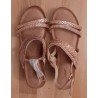 Ladies shoe - Sandalette pink with threaded silver beads